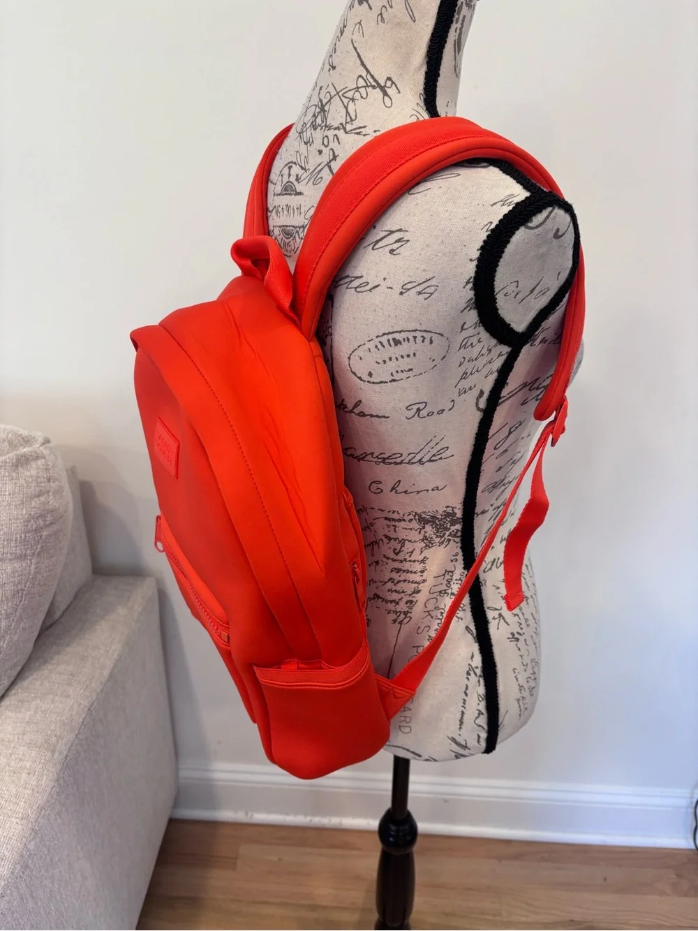 DAGNE DOVER Small Dakota Neoprene Backpack In Goji (orange)
